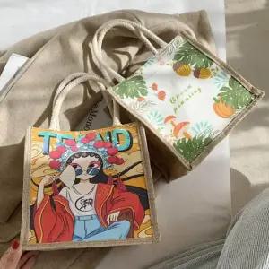 여성 캔버스 미니백 베이직한 디자인 여대생 손가방 패브릭토트백 캔버스손가방