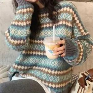 [JED] 티셔츠 레이어드 스웨터 스트라이프 니트 여성 루즈핏