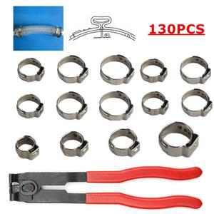 싱글 이어 스텝리스 호스 클램프 세트 클립 어 304 스테인레스 스틸 링 130 개 1 7 21mm