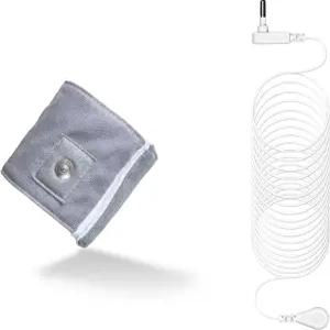 실버 섬유가 있는 접지 손목 스트랩 조절 가능한 팔찌 밴드 수면 에너지 향상 15피트 코드 2.8 10.2인치