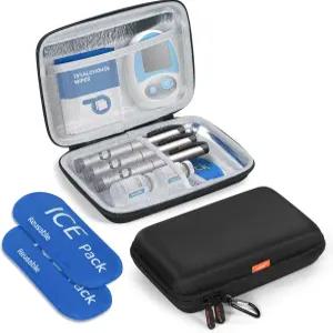 TSA 승인 스팩 2개가 포함된 휴대용 인슐린 펜 쿨러 여행 케이스 - 절연 주사용 약물 지퍼백 혈당 모니터