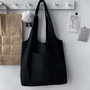 포켓 캔버스 에코백(블랙) DIY천가방