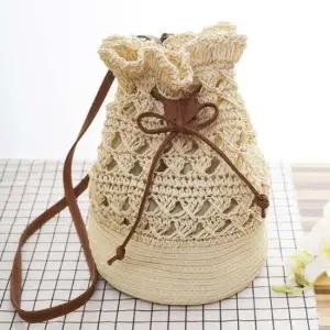 복조리 라탄백 여름 여행가방 (브라운)