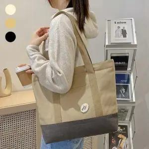 여자 귀여운 뱃지 포함 캔버스 지퍼 숄더백 가방