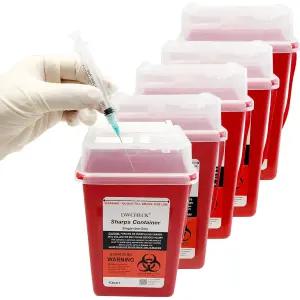 가정용 샤프 용기 1쿼터 전문가용 바늘 처리 5팩 생물학적 위험 및 주사기 여행용 소형 DWCHECK