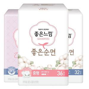 생리대 좋은순면 울트라 중형 36매 X 1팩 /소형/대형/오버/수퍼롱/팬티라이너