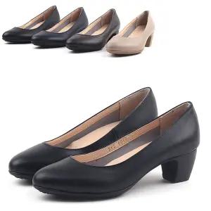 소가죽 미들힐 유니화 면접구두 단화 유니폼 펌프스