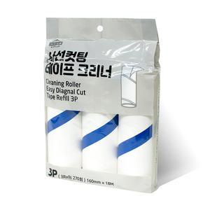 [롤당90회]사선컷팅 테이프크리너 리필 3개 돌돌이 롤클리너 찍찍이 먼지테이프