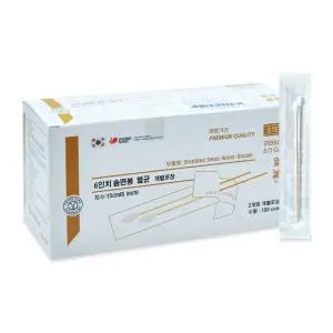 풍성 멸균 솜면봉 6인치 1박스(1팩 2개입 X 100팩) 개별포장 긴면봉 소독 병원 의료용