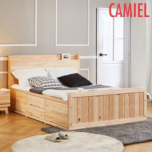 [태윤인터내셔널][까미엘]네이처 편백나무 2단 수납 퀸 침대(SI_AM0011)