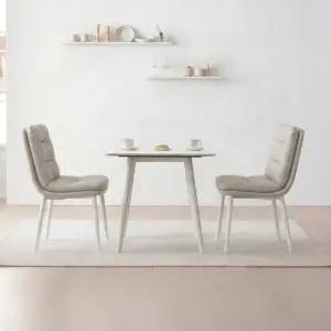 뉴브 세라믹 식탁 테이블 800 + 가죽 쿠션 체어 2개 DF928370