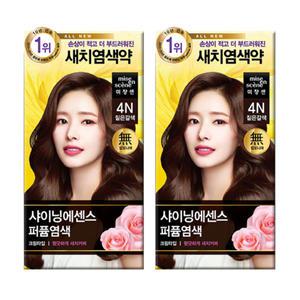 미장센 새치커버 올뉴 샤이닝에센스 염색약 4N 짙은갈색 x2개