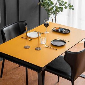 가죽 식탁매트 방수 식탁보 테이블보  (무지양면)네이비+옐로우