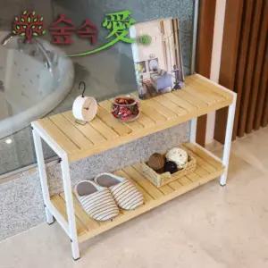 [숲속애] 화이트 철재 2단 원목 다용도 정리대 800mm