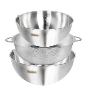 스텐 믹싱볼세트 3종 세트 계량 스텐채반 베이킹