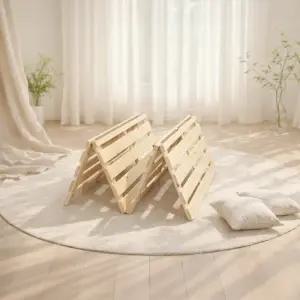 4단 소나무 통원목 침대 매트리스 접이식 깔판