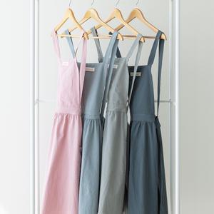 할메이드 원피스형 주방 린넨 네일샵 까페 어린이집 프릴 앞치마