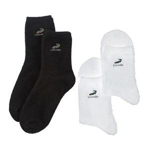 크로커다일 부드럽고 따뜻한 자수 소프트 수면양말 M , 화이트 + 블랙, 각 2족