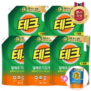 테크 진드기 알레르기 원인 제거 액체세제 리필 2L 드럼 x 5개 + 테크 1L
