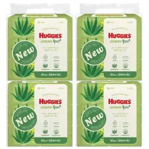 하기스 내추럴케어 물티슈 캡64매 6입 x4개