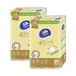빈다 4D Deluxe 엠보싱 보타니컬 롤화장지 4겹, 23m, 30롤, 2팩