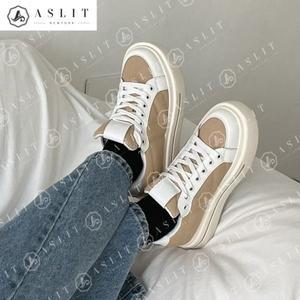 [신세계몰][애슬릿] 플랫폼 소 가죽 배색 캐주얼 단화 운동화