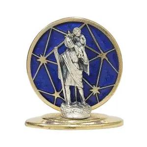 가톨릭천주교성물 블루 크리스토폴 차량용십자가 겸용 미니성상