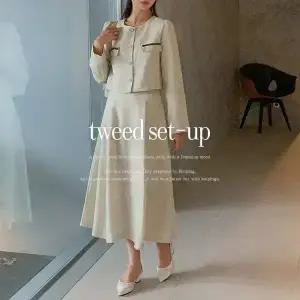 핫핑 [하객룩][고급미] 머스티 자가드 트위드 투피스set