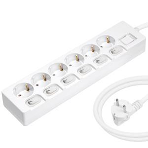 뉴잇 16A 개별 스위치 멀티탭 6구, 1.5m, 1개