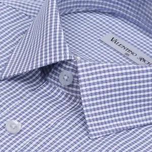 남자체크셔츠 남자빅사이즈셔츠 긴팔 봄 소라색 정장와이셔츠