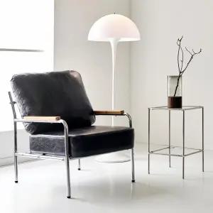 디아브 1인용 카페 인테리어 가죽 소파(실버 프레임)