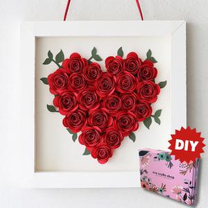 [페이퍼플라워diy] 하트롤링장미 쉐도우박스  종이 꽃 만들기키트(동영상지원)