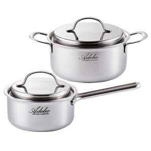[한일스텐레스] 통5중 IH 뉴 아델리오 스텐냄비 2종 세트 (16편수+20양수)