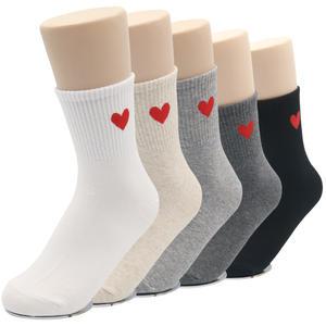 양말쟁이 국산 여성양말 중목 흰 학생 패션 삭스 하트 10켤레