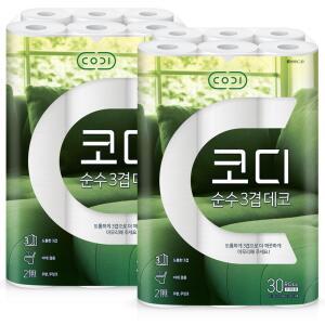쌍용씨앤비 CODI 순수한 데코 3겹 30m 30롤 2팩