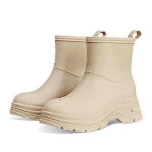 슈퍼카미트 굽있는 레인부츠 숏 앵클 발목 부츠 키높이 통굽 여성장화