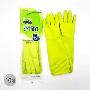 마미손 칼라 고무장갑 그린 중 m 연두 x 10개