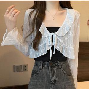 여름 시원한 여성 시스루 레이스 숏 크롭 가디건 여성가디건 여자가디건 겨울가디건 여름가디건 여성여름가