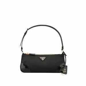 24FW 프라다 1BC201 R789 F0002 리에디션 2002 리나일론 브러쉬드 가죽 숄더백 블랙