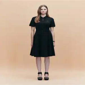 헤지스 여성 25SS [면]블랙 A라인 클래식 피케 반소매 원피스 HSDR5BC31BK