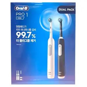오랄비 전동칫솔 Pro 1 듀얼팩 (핸들2개+칫솔모3개+충전기2개) 코스트코