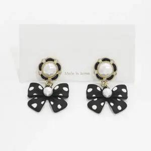 [다잇템]여자 도트 리본 진주 드롭 패션 쥬얼리 귀걸이