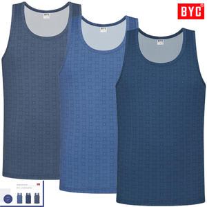 BYC깔끔하고중후한패턴유색민소매조끼런닝3매입 MCF2225