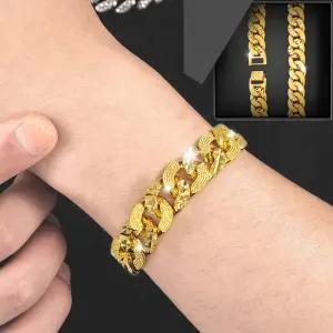 경량 18k 도금 패션 팔찌 여성 남자 사이즈조절 케이스 포함