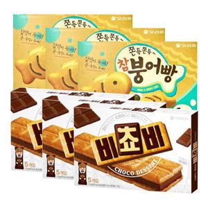 오리온 참 붕어빵 174g x3개 + 비쵸비 125g x3개