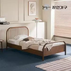 장인가구 자카이 SE0등급 고무나무 원목 평상형 통깔판 침대 프레임 SS
