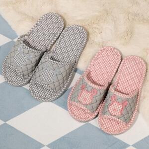 [올뎃홈]3중쿠션 해피스마일 퀼트 누빔 면실내화 3겹 세겹 거실화 260 280 2색택1