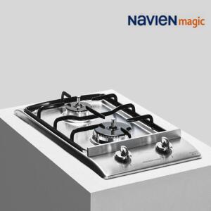 나비엔매직 GRB-1102 2구 빌트인 가스레인지 매립형 가스쿡탑 건전지식 스텐 타공 265x485