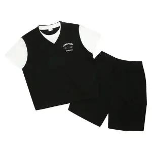 [에스핏]레이어드 피케 5부 세트 상하복 - 블랙 (SJZ304MKTR03)_CJ