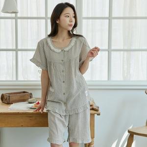 [기타]찌니야 여성잠옷 클리버 브라운 반팔상하세트